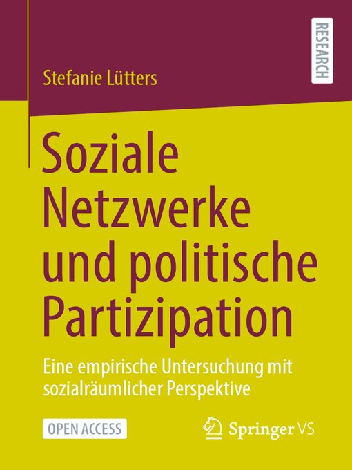 Title details for Soziale Netzwerke und politische Partizipation by Stefanie Lütters - Available